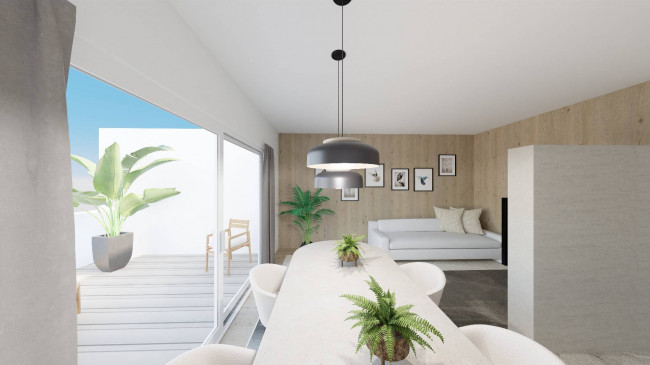 Dreizimmerwohnung mit großen Fenstern und zwei Terrassen