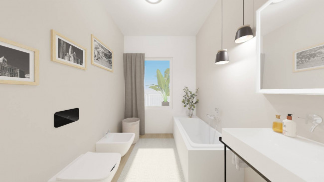 Three-room apartment with large windows and two terraces