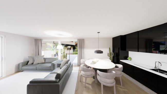 3-Zimmer-Wohnung mit großer Terrasse und Panoramablick auf den Rosengarten, den Latemar und den Schlern