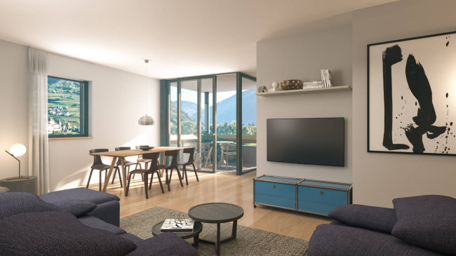 Stilvolle 3-Zimmer-Wohnung mit Balkon, zwei Garagen und Pool in den Weinbergen von Bozen Gries