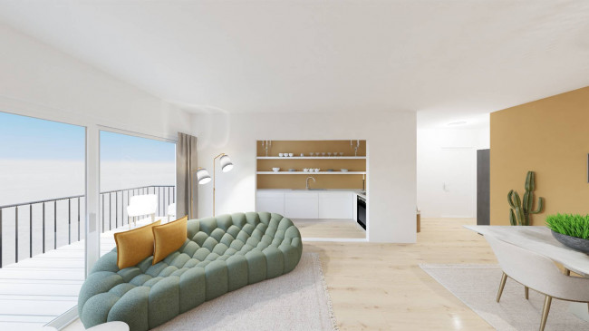 Moderne 3-Zimmer-Attikawohnung mit zwei Terrassen und Dachboden in Montan