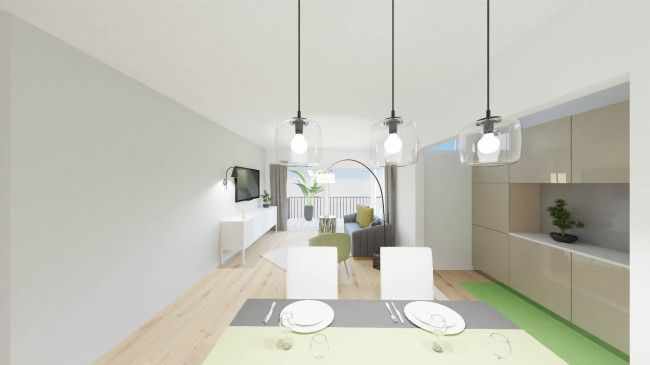 Moderne Dreizimmerwohnung mit großer Terrasse in Montan