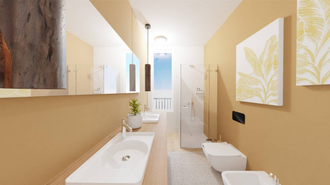 Moderne Dreizimmerwohnung mit zwei Terrassen und privatem Garten in Montan