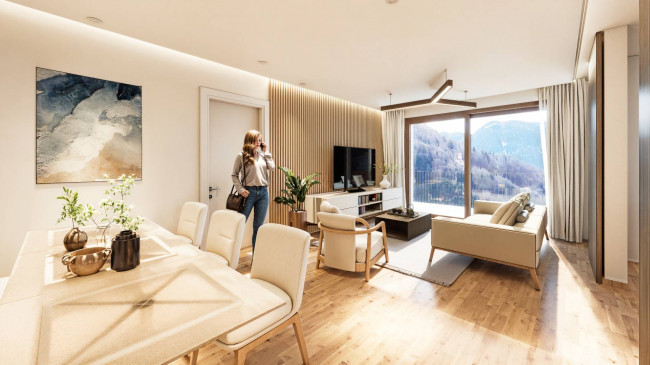 Moderne 2-Zimmer-Attikawohnung mit Terrasse und Dachboden in Montan