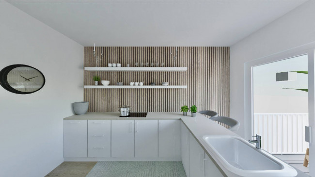 Dreizimmerwohnung mit großen Fenstern und zwei Terrassen