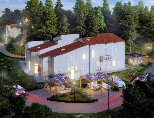 Colonica terratetto libera su tre lati di nuova realizzazione in vendita a Pistoia