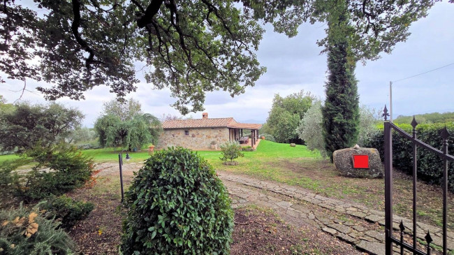 Splendido villino in pietra ristrutturato con ampio terreno e vista suggestiva fino all'isola del Giglio in vendita a Roccastrada